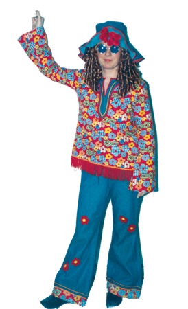 Hippie dame Fun - verkleedkledij, carnavalkledij, carnavaloutfit, feestkledij, jaren 60 , r&r, sixties, hippie, flowerpower